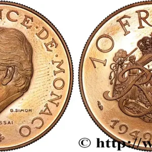 MONACO Essai de 10 Francs Rainier III 25e anniversaire de règne 1974 Paris fwo_894692 Monde Prix Bas