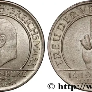 Haute Qualité ALLEMAGNE 3 Reichsmark 10e anniversaire de la République 1929 Stuttgart fwo_894942 Monde