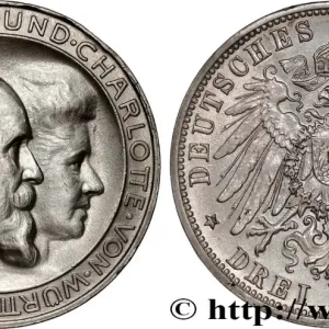 ALLEMAGNE - ROYAUME DE WURTTEMBERG - GUILLAUME II 3 Mark, Willem II et Charlotte 1911 fwo_895554 Monde Petit Prix