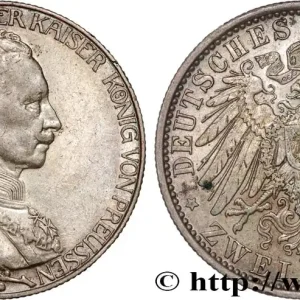 ALLEMAGNE - PRUSSE 2 Mark 25e anniversaire de règne de Guillaume II 1913 Berlin fwo_895583 Monde Édition Limitée