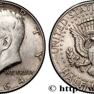 Original ÉTATS-UNIS D'AMÉRIQUE 1/2 Dollar Kennedy 1964 Philadelphie fwo_896054 Monde