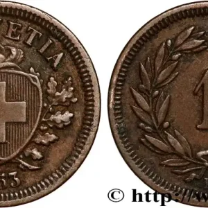 SUISSE 1 Centime (Rappen) 1853 Berne fwo_896242 Monde Haute Qualité