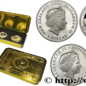 NOUVELLE-ZÉLANDE Coffret de deux monnaies de 1 Dollar proof 2005 Mayer Mint fwo_701613 Monde Prix Promo