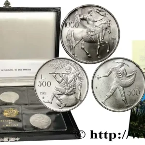 Exclusif SAINT-MARIN Série FDC 3 Monnaies en argent - 2000e anniversaire de la mort de Virgile 1981 Rome fwo_707888 Monde