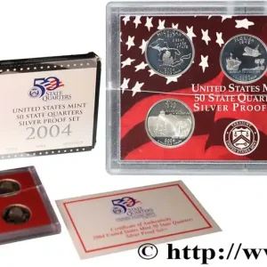 Prix Choc ÉTATS-UNIS D'AMÉRIQUE 50 STATE QUARTERS - SILVER PROOF SET - 5 monnaies 2004 S- San Francisco fwo_712737 Monde