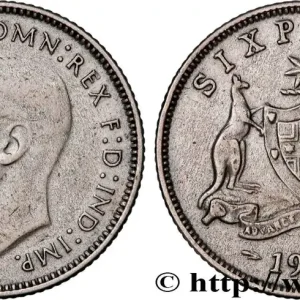 Haute Qualité AUSTRALIE 6 Pence Georges VI 1946 Melbourne fwo_957156 Monde