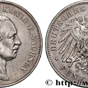 Livraison Gratuite ALLEMAGNE - ROYAUME DE SAXE - FRÉDÉRIC-AUGUSTE III 5 Mark 1908 Muldenhütten fwo_895718 Monde