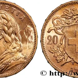 OR, PALLADIUM ET PLATINE INVESTISSEMENT 20 Francs "Vreneli" 1915 Berne fwo_884447 Monde Tendance