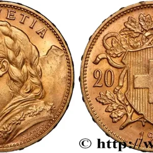 OR, PALLADIUM ET PLATINE INVESTISSEMENT 20 Francs "Vreneli" 1913 Berne fwo_890375 Monde Prix Choc