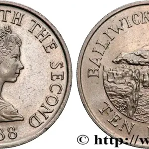 JERSEY 10 Pence Elisabeth II - dolmen La Pouquelaye de Faldouet 1988 fwo_893515 Monde Vente Flash