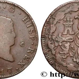 Édition Limitée ESPAGNE 8 Maravedis Ferdinand VII 1817 Jubia fwo_896121 Monde