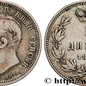SERBIE 1 Dinar Milan Obrenovich IV 1875 Paris fwo_898178 Monde Quantité Limitée