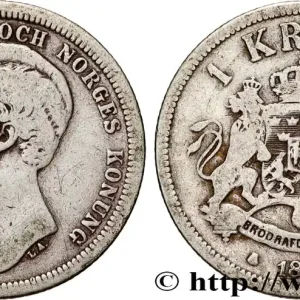 Livraison Express SUÈDE 1 Krona Oscar II de Suède et de Norvège 1889 fwo_898456 Monde