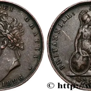 Top Vente ROYAUME-UNI 1 Farthing Georges IV tête laurée 1826 fwo_898598 Monde
