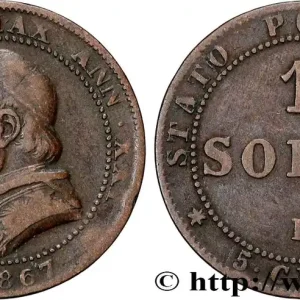 VATICAN ET ÉTATS PONTIFICAUX 1 Soldo an XXI buste large 1867 Rome fwo_899488 Monde Expédition Rapide