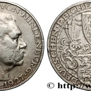 ALLEMAGNE Module de 5 Reichsmark 80e anniversaire du Maréchal von Hindenburg 1927 Munich fwo_896872 Monde Pas Cher