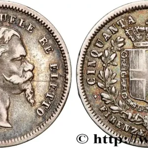 ITALIE - TOSCANE - VICTOR-EMMANUEL II 50 Centesimi Gouvernement de la Toscane Victor Emmanuel II 1860 Florence fwo_897030 Monde Vente Directe