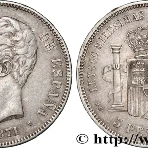En Vogue ESPAGNE - ROYAUME D'ESPAGNE - AMÉDÉE Ier 5 Pesetas (1818) 1871 Madrid fwo_889130 Monde
