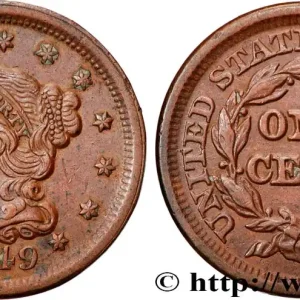 ÉTATS-UNIS D'AMÉRIQUE 1 Cent Liberté “Braided Hair” 1849 Philadelphie fwo_897934 Monde Commander Vite