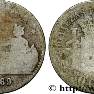 ESPAGNE 50 Centimos “ESPAÑA” allongée / emblème 1869 Madrid fwo_862121 Monde Prix Choc