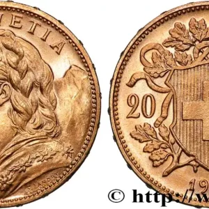 OR, PALLADIUM ET PLATINE INVESTISSEMENT 20 Francs "Vreneli" 1915 Berne fwo_884450 Monde Nouvel Arrivage