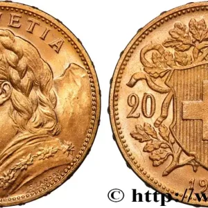 Prix Bas OR, PALLADIUM ET PLATINE INVESTISSEMENT 20 Francs "Vreneli" 1915 Berne fwo_884451 Monde