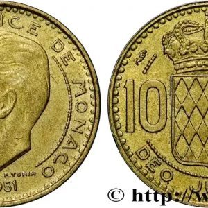 MONACO 10 Francs Rainier III / écu couronné 1951 Paris fwo_894939 Monde Gros Lot