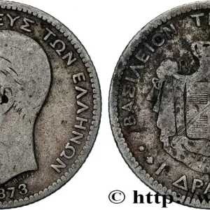 GRÈCE 1 Drachme Georges Ier 1873 Paris fwo_900107 Monde Offre Exclusive