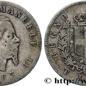 ITALIE 1 Lire Victor Emmanuel II 1863 Turin fwo_900114 Monde Seulement Aujourd’hui