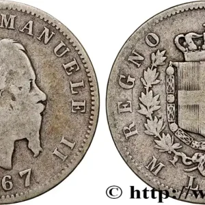 ITALIE 1 Lire Victor Emmanuel II 1867 Milan fwo_900531 Monde Vente Flash