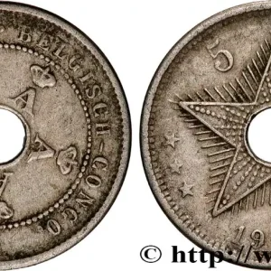 CONGO BELGE 5 Centimes Albert Ier 1919 Heaton fwo_900535 Monde Seulement Aujourd’hui