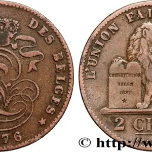 BELGIQUE 2 Centimes Léopold II 1876 fwo_900543 Monde Usine Directe