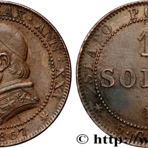 Artisanat VATICAN ET ÉTATS PONTIFICAUX 1 Soldo an XXI buste large 1867 Rome fwo_900753 Monde