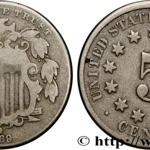 Usine Directe ÉTATS-UNIS D'AMÉRIQUE 5 Cents bouclier variété sans rayons entre les étoiles 1869 Philadelphie fwo_900758 Monde