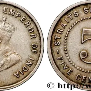 Prix Promo ÉTABLISSEMENTS DES DÉTROITS 5 Cents Straits Settlements Georges V 1920 fwo_900996 Monde