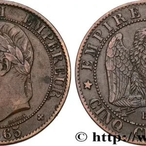 Cinq centimes Napoléon III, tête laurée 1865 Strasbourg F.117/17 fmd_583117 Modernes Affaire À Saisir