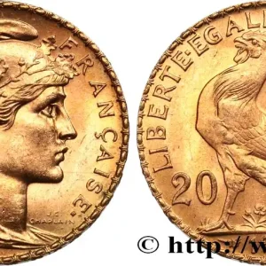 Satisfait Ou Remboursé 20 francs or Coq, Liberté Égalité Fraternité 1908 Paris F.535/2 fmd_585572 Modernes