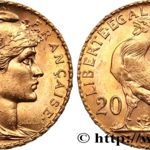 20 francs or Coq, Liberté Égalité Fraternité 1908 Paris F.535/2 fmd_585582 Modernes Original