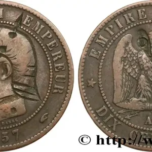 Dernière Chance Dix centimes Napoléon III, tête nue, satirique 1857 Paris F.133/41 var. fmd_584602 Modernes