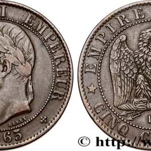 Top Qualité Cinq centimes Napoléon III, tête laurée 1865 Strasbourg F.117/17 fmd_583119 Modernes