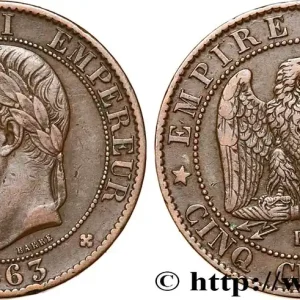 Cinq centimes Napoléon III, tête laurée 1863 Strasbourg F.117/11 fmd_583364 Modernes Top Qualité