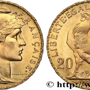 20 francs or Coq, Liberté Égalité Fraternité 1909 Paris F.535/3 fmd_616051 Modernes Fait Main