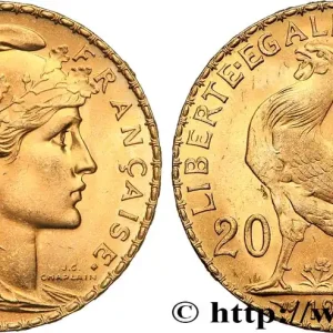 Original 20 francs or Coq, Liberté Égalité Fraternité 1908 Paris F.535/2 fmd_616017 Modernes