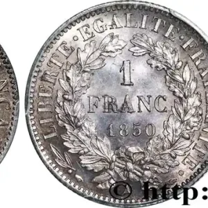 1 franc Cérès, IIe République, différent oreille basse 1850 Paris F.211/5 fmd_612154 Modernes Garantie Incluse