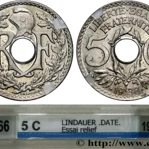 Essai de 5 centimes Lindauer maillechort, ESSAI en relief 1938 Paris GEM.19 11 fmd_600950 Modernes Artisanat