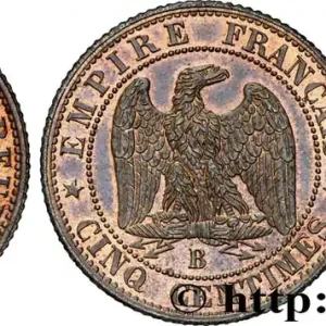 Piéfort de Cinq centimes Napoléon III Tête Nue, tranche striée 1857 Rouen Maz.1711 a fmd_600907 Modernes Satisfait Ou Remboursé