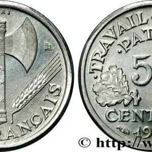 Remise Essai-piéfort aluminium de 50 centimes Francisque, frappe médaille 1942 Paris GEM.86 EP1 fmd_600197 Modernes