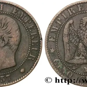 Authentique Cinq centimes Napoléon III, tête nue 1857 Marseille F.116/42 fmd_560881 Modernes