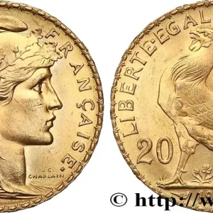 20 francs or Coq, Liberté Égalité Fraternité 1909 Paris F.535/3 fmd_616055 Modernes Bon Marché
