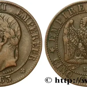 Cinq centimes Napoléon III, tête laurée 1863 Strasbourg F.117/11 fmd_605464 Modernes Super Prix